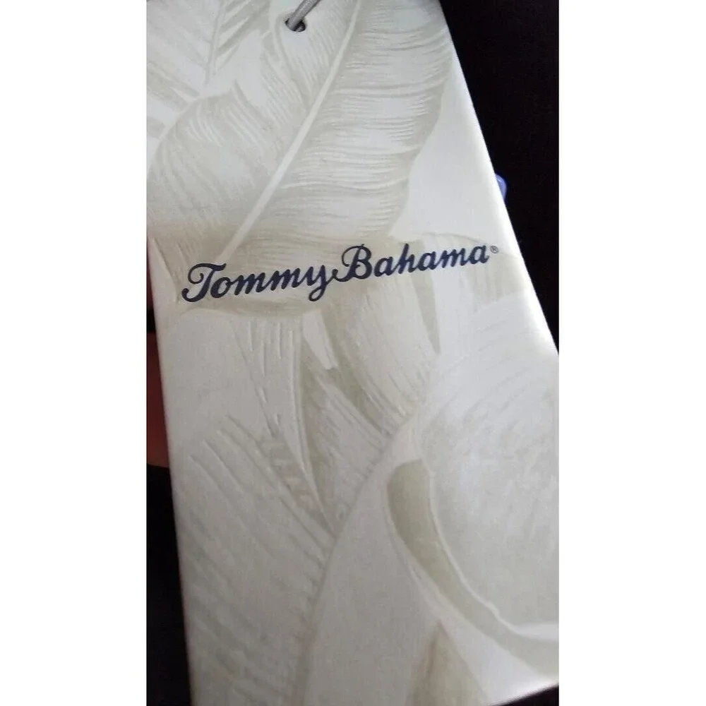 Tommy Bahama Women's Black Tan Medallion Straw Ring Handle Basket Tote B…